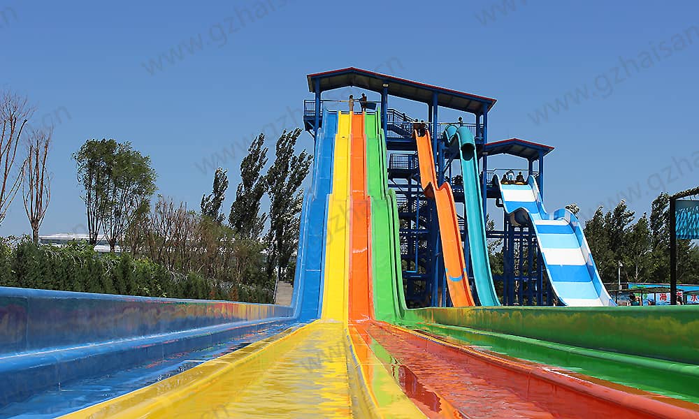 河北保定海森水上大世界彩虹滑梯、高速滑梯、家庭宽滑梯组合平台